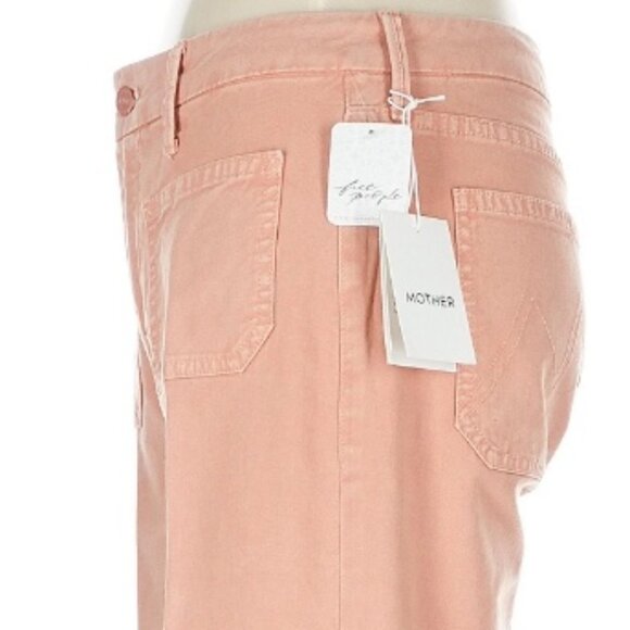 NWT $228 MOTHER Flare Palazzo Pants Jeans Peach Tan Mid-Rise Size 29 - Picture 9 of 11